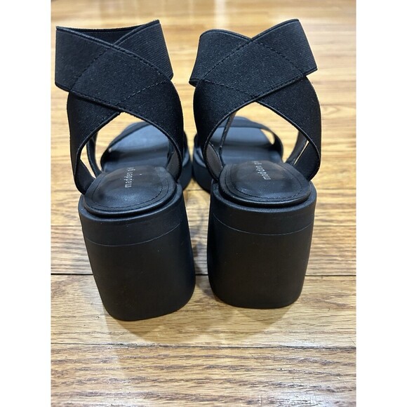 Madden Girl Londen Platform Sandals Sz 9M Block Heel Black Elastic Ankle Strap - Picture 4 of 6